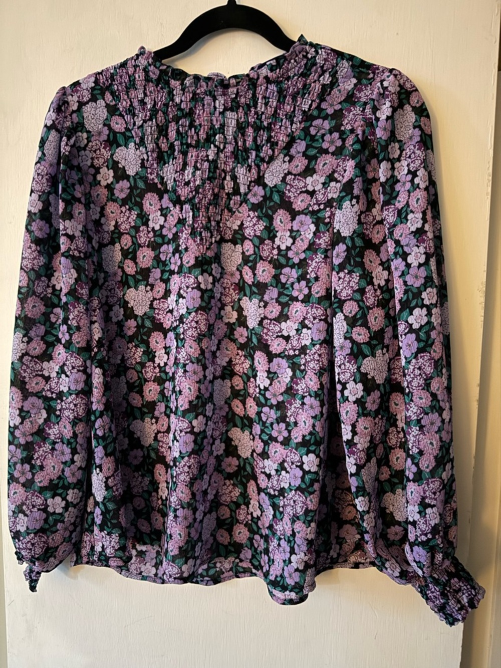 Whimsical Boho Floral Purple Long Sleeve Top
